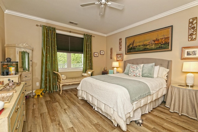 95 S Ridge Ln Unit A203, Berlin, CT 06037 - bedroom with ornamental molding, light wood-style flooring, and ceiling fan