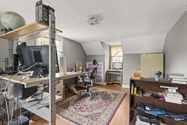 116 Maple St, Wethersfield, CT 06109 - office with wood finished floors, lofted ceiling, and a textured ceiling