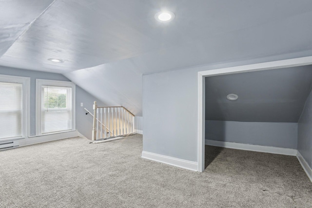 8 3rd St, Norwich, CT 06360 - bonus room with lofted ceiling, carpet flooring, baseboards, and recessed lighting