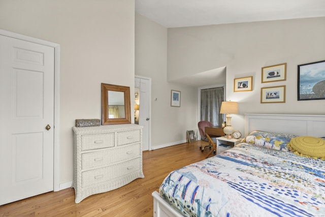 17 Chester Rd, Easton, CT 06612 - bedroom featuring light wood-style flooring, high vaulted ceiling, and baseboards