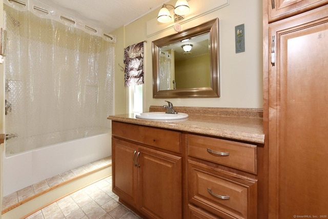 107 Colchester Commons, Colchester, CT 06415 - bathroom with vanity, shower / bathtub combination with curtain, and tile patterned flooring