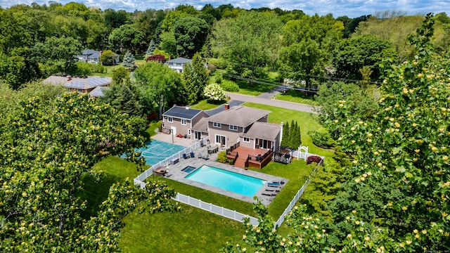 19 Huckleberry Dr S, Norwalk, CT 06850 - view from above of property featuring a pool area