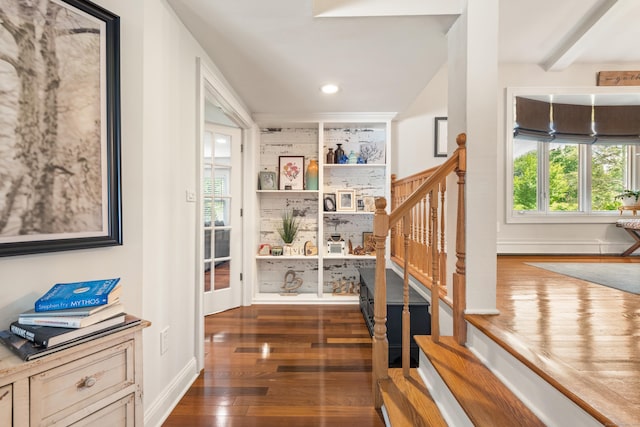 19 Huckleberry Dr S, Norwalk, CT 06850 - foyer featuring dark wood-type flooring, recessed lighting, stairway, and baseboards