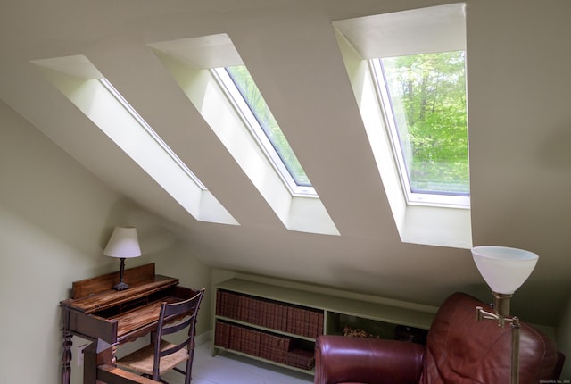 81 Milton Rd, Goshen, CT 06756 - living area featuring a skylight and vaulted ceiling