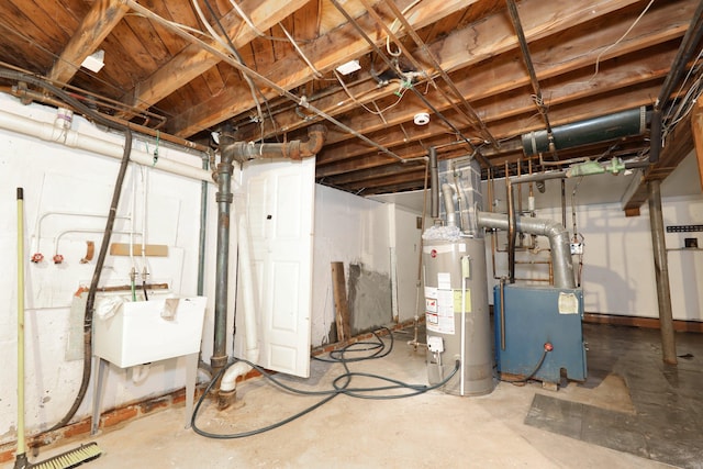 166 Wynola Ave, New Britain, CT 06051 - unfinished basement featuring gas water heater
