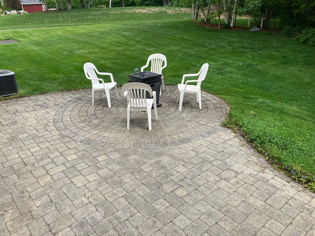37 Ellsworth Ln, Ellington, CT 06029 - view of patio with central AC unit and a fire pit