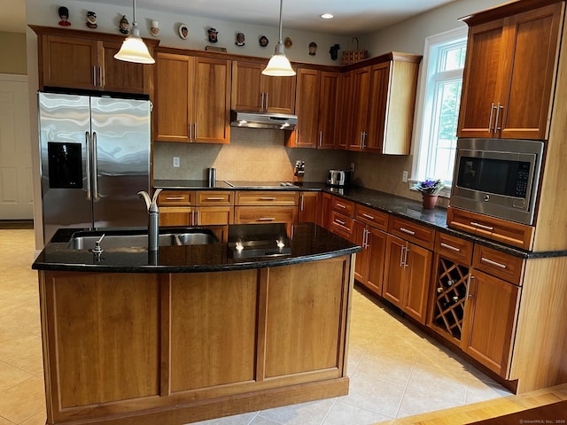 37 Ellsworth Ln, Ellington, CT 06029 - kitchen with appliances with stainless steel finishes, under cabinet range hood, a sink, and pendant lighting