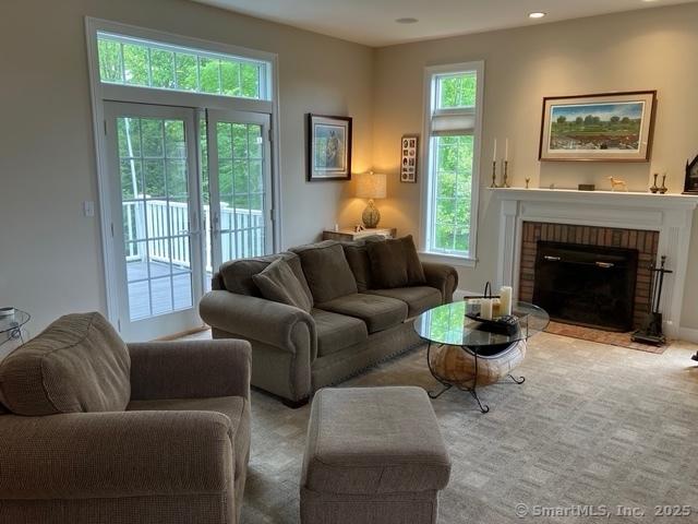 37 Ellsworth Ln, Ellington, CT 06029 - living area featuring a fireplace and recessed lighting