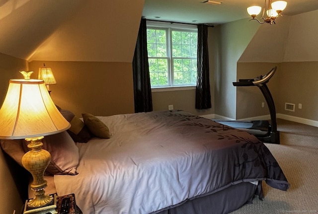 37 Ellsworth Ln, Ellington, CT 06029 - bedroom with carpet floors, vaulted ceiling, baseboards, and a chandelier