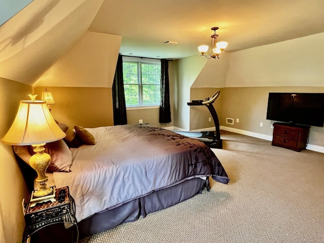 37 Ellsworth Ln, Ellington, CT 06029 - carpeted bedroom featuring lofted ceiling and a chandelier