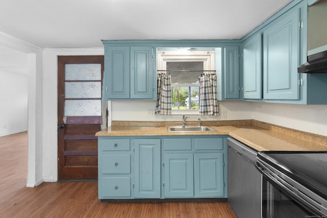 4 Meadow Rd, Enfield, CT 06082 - kitchen with stainless steel dishwasher, a sink, and blue cabinets