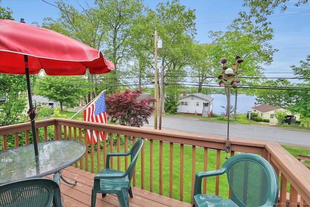 124 Deepwood Dr, Hebron, CT 06231 - wooden deck featuring a yard and outdoor dining area