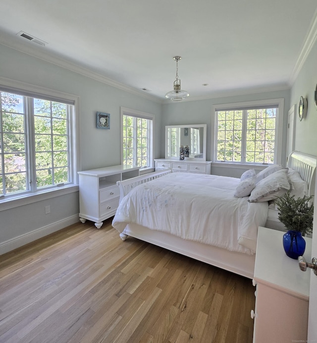 20 Crawford Rd, Westport, CT 06880 - bedroom with multiple windows, crown molding, light wood-style floors, and baseboards
