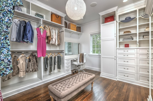 20 Crawford Rd, Westport, CT 06880 - walk in closet featuring built in study area and dark wood-type flooring