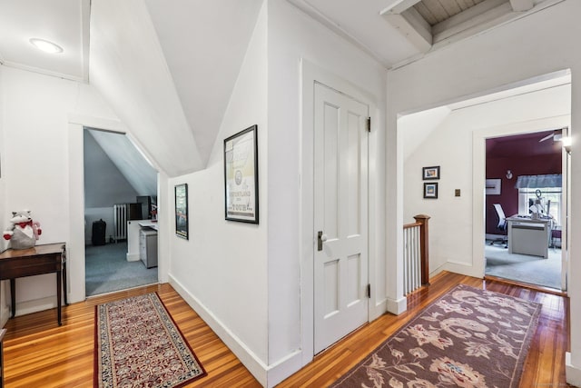 222 N Beacon St, Hartford, CT 06105 - corridor featuring light wood finished floors, baseboards, and beam ceiling