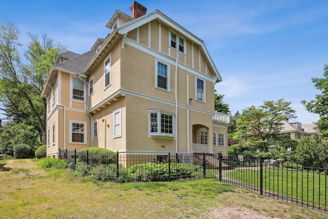 222 N Beacon St, Hartford, CT 06105 - view of front of house featuring stucco siding and a chimney