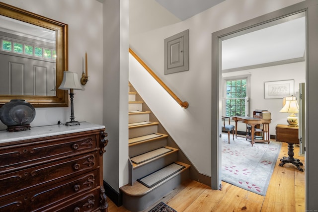 7 Shelter Rock Rd, East Haddam, CT 06423 - stairs featuring hardwood / wood-style flooring and baseboards
