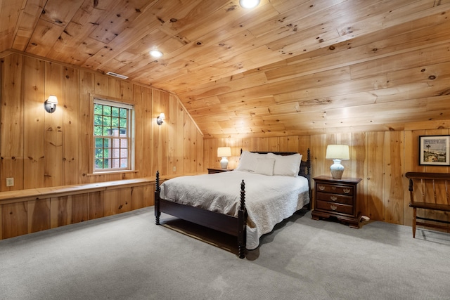 7 Shelter Rock Rd, East Haddam, CT 06423 - carpeted bedroom featuring wood ceiling, vaulted ceiling, and wooden walls