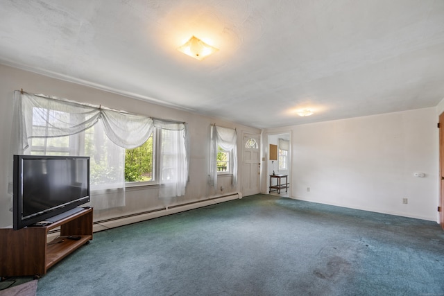 205 Allentown Rd, Plymouth, CT 06786 - unfurnished living room featuring a baseboard heating unit and carpet floors