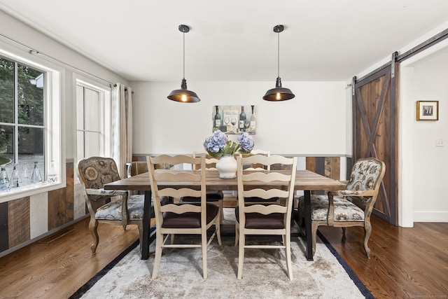 168 Fern Ave, Litchfield, CT 06759 - dining space with wood finished floors and a barn door