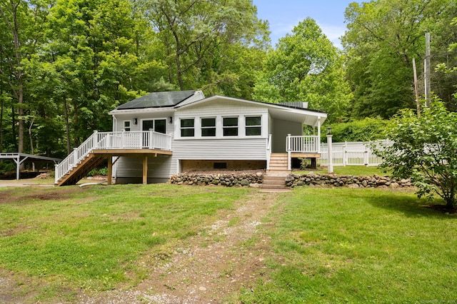 19 Old Acres Rd, East Haddam, CT 06469 - back of property with stairs and a deck