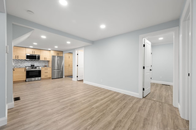 19 Old Acres Rd, East Haddam, CT 06469 - unfurnished living room featuring baseboards, light wood finished floors, and recessed lighting
