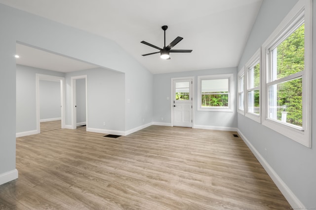 19 Old Acres Rd, East Haddam, CT 06469 - spare room with vaulted ceiling, ceiling fan, baseboards, and light wood-type flooring
