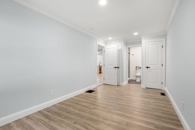 19 Old Acres Rd, East Haddam, CT 06469 - unfurnished bedroom featuring recessed lighting, light wood-type flooring, baseboards, ornamental molding, and ensuite bathroom