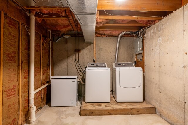 489 Wolcott St Apt 42, Bristol, CT 06010 - laundry room with washer and dryer and electric panel