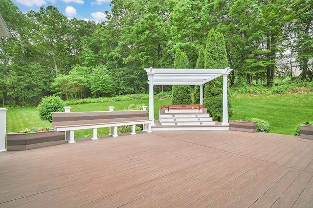 5 Jonathan Dr, Ellington, CT 06029 - wooden deck with a pergola and a yard