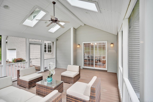 5 Jonathan Dr, Ellington, CT 06029 - sunroom / solarium with a skylight, ceiling fan, and an outdoor living space