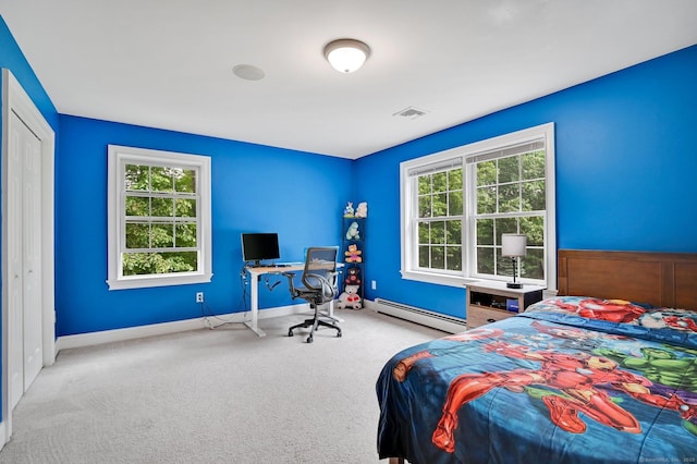 5 Jonathan Dr, Ellington, CT 06029 - carpeted bedroom featuring baseboard heating, an office area, and baseboards
