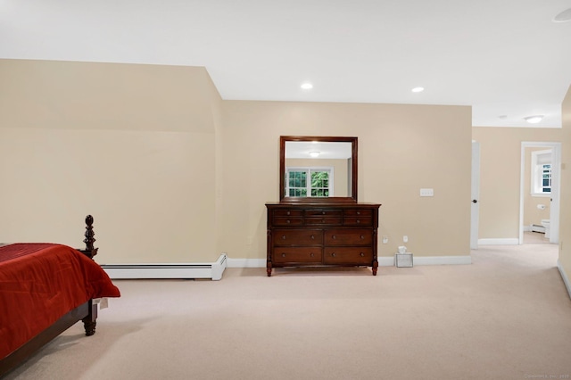 5 Jonathan Dr, Ellington, CT 06029 - bedroom with a baseboard heating unit, carpet floors, baseboards, multiple windows, and recessed lighting