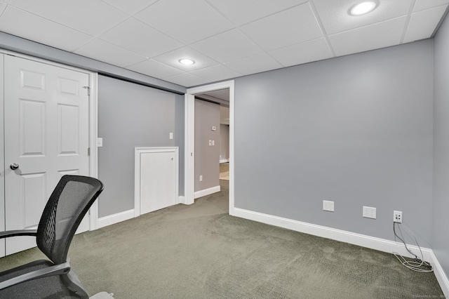 5 Jonathan Dr, Ellington, CT 06029 - unfurnished office featuring carpet floors, baseboards, recessed lighting, and a drop ceiling
