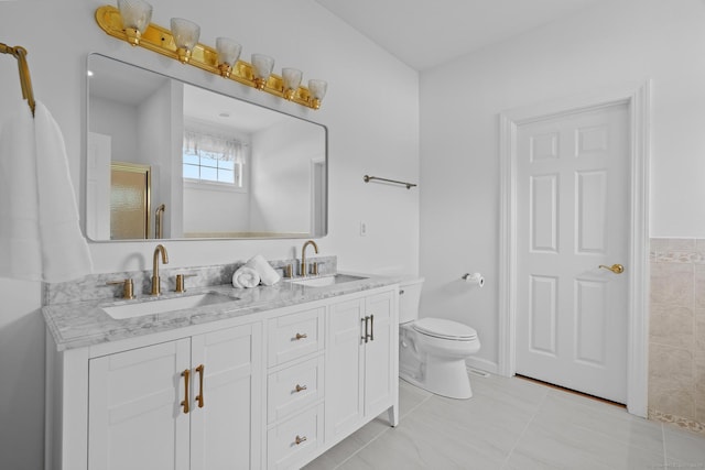 192 Rosewood Ln Unit 192, Berlin, CT 06037 - full bathroom featuring toilet, double vanity, and tile patterned flooring