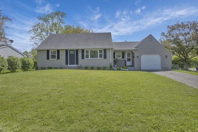 37 Litchfield Dr, Enfield, CT 06082 - view of front of property with a garage, asphalt driveway, roof with shingles, and a front lawn