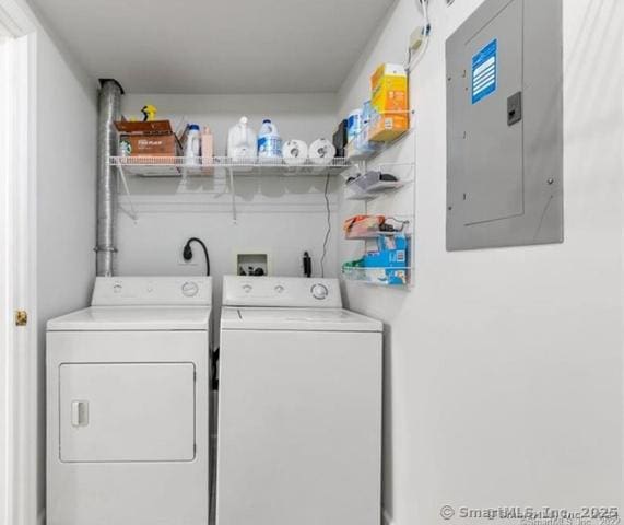663 W Ave Unit A21, Milford, CT 06461 - laundry area with electric panel and washer and clothes dryer