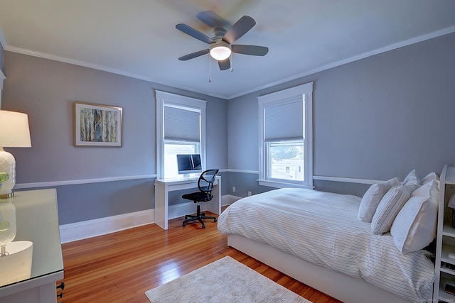 59 Golf St, Newington, CT 06111 - bedroom with multiple windows, wood finished floors, ornamental molding, baseboards, and ceiling fan