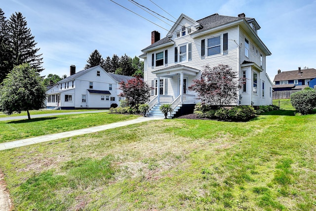 59 Golf St, Newington, CT 06111 - american foursquare style home with a chimney and a porch