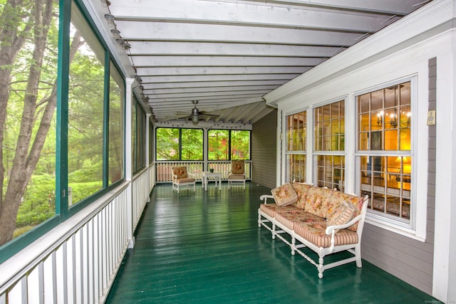 440 Mapleton Ave, Suffield, CT 06078 - sunroom featuring a ceiling fan and lofted ceiling