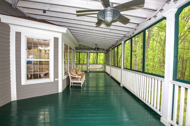 440 Mapleton Ave, Suffield, CT 06078 - unfurnished sunroom with a ceiling fan and lofted ceiling