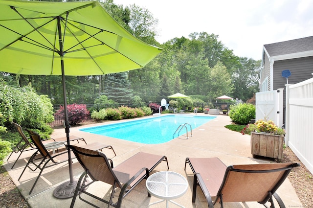 151 Oakridge, Farmington, CT 06085 - view of swimming pool featuring a patio and view of wooded area