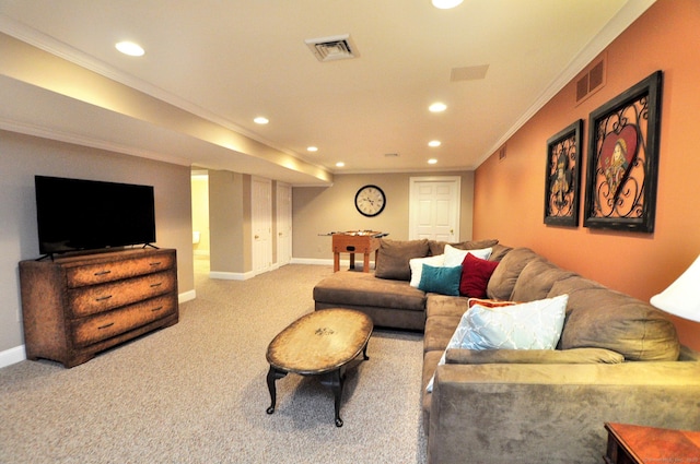 151 Oakridge, Farmington, CT 06085 - carpeted living area featuring recessed lighting and crown molding