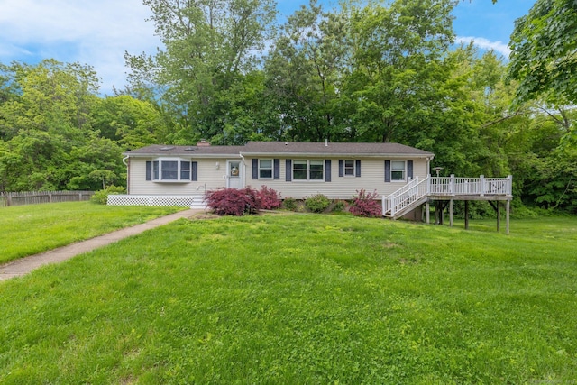 1190 Peck Ln, Cheshire, CT 06410 - view of front of house featuring a wooden deck and stairs