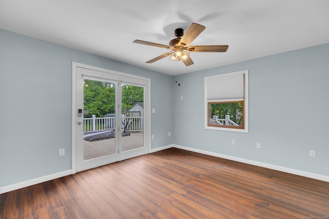 1190 Peck Ln, Cheshire, CT 06410 - unfurnished room featuring wood finished floors, baseboards, and a ceiling fan