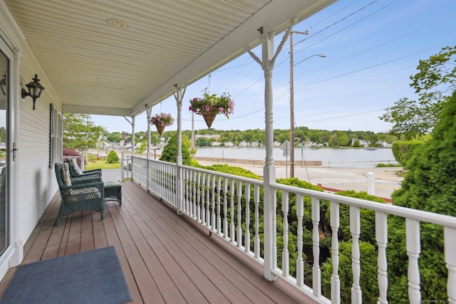 40 Holmes St, Stonington, CT 06355 - wooden porch with a water view