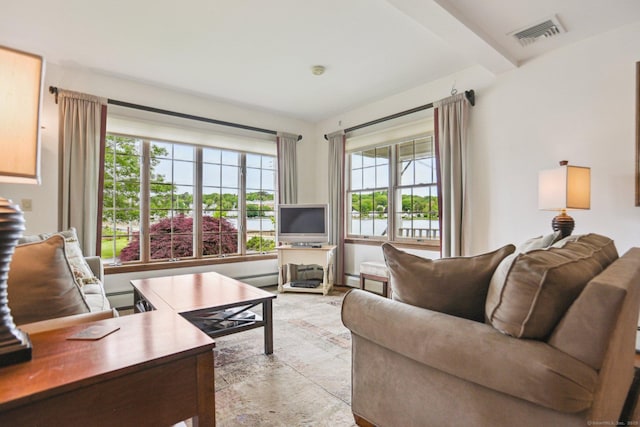 40 Holmes St, Stonington, CT 06355 - living room with plenty of natural light and a baseboard radiator