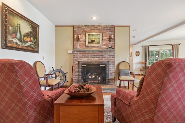40 Holmes St, Stonington, CT 06355 - living room with a fireplace and recessed lighting