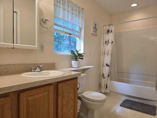 141 Grove St, Shelton, CT 06484 - full bathroom with shower / tub combo with curtain, vanity, and tile patterned flooring