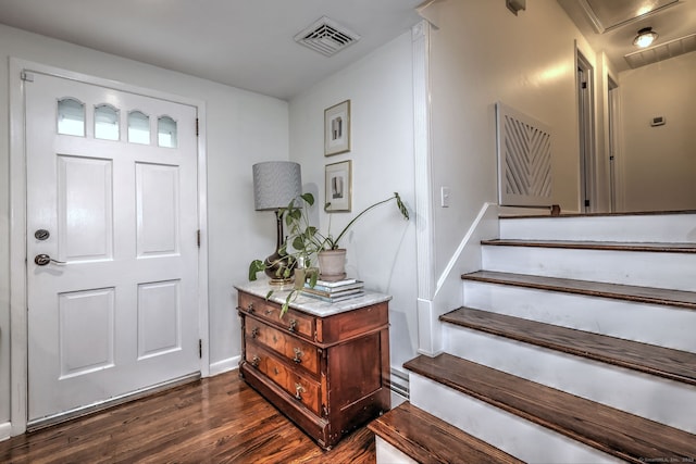 1690 Hartford Tpke, North Haven, CT 06473 - entrance foyer featuring dark wood-type flooring, baseboards, and stairway